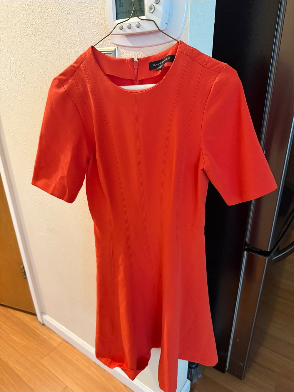 Banana Republic Bright Orange Short-Sleeve Fit & Flare Mini Dress